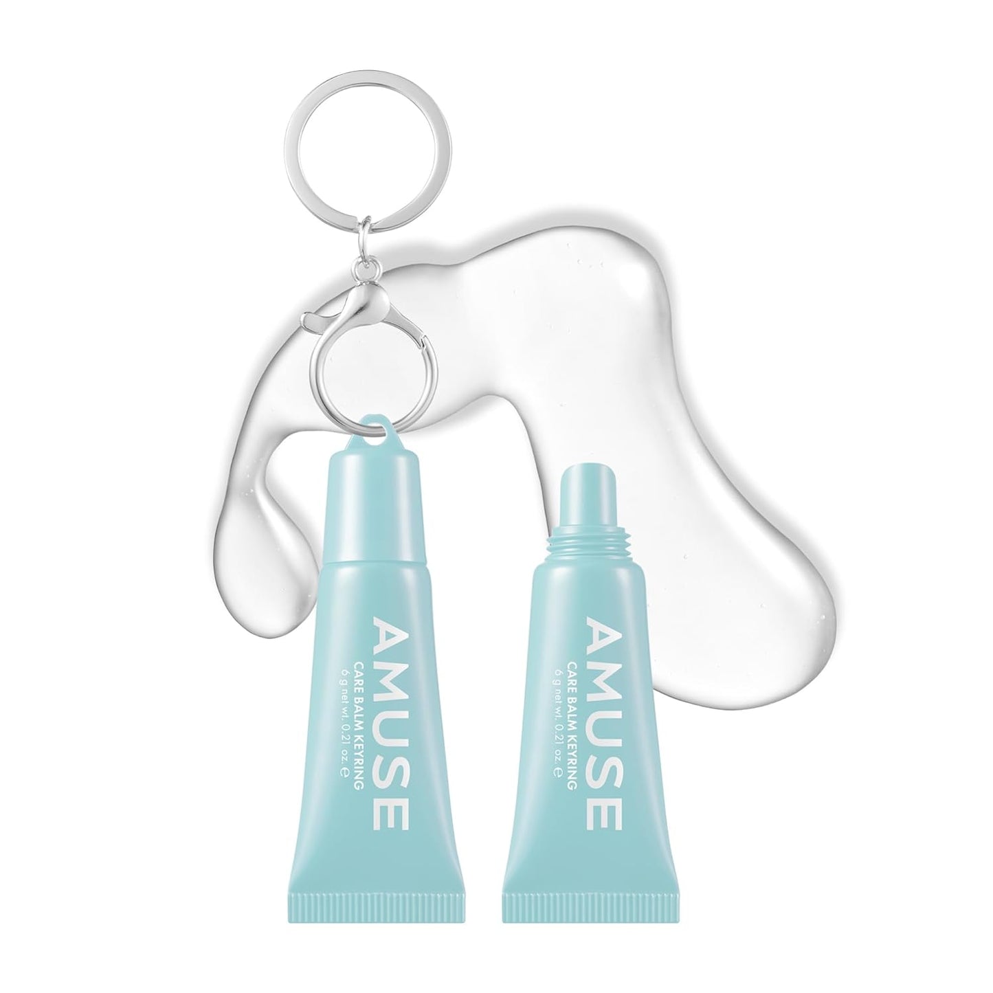 Amuse SEOUL Care Tint Lip Balm Keyring (01 Rice) | Hydrating Lip Balm + Keychain, Rice Extract & Multi-Peptide Complex, Clear Glossy Finish | 0.21 oz
