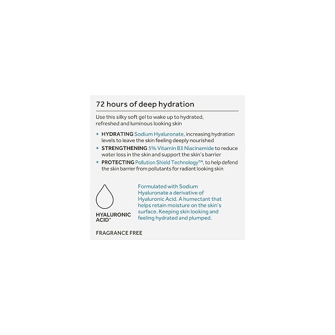 No7 HydraLuminous+ Hydrating Night Gel Moisturizer - Hyaluronic Acid and Vitamin B3 Niacinamide Face Moisturizer to Hydrate, Protect & Refresh Skin - Supports Skin Barrier Repair (1.69 Fl Oz)