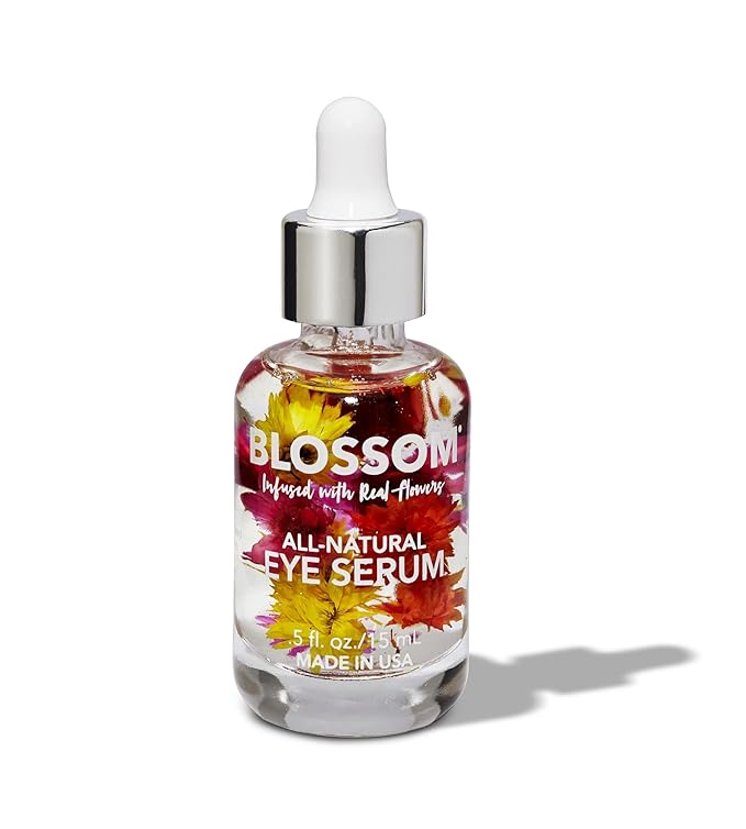 Blossom All Natural Eye Serum with Essential Oils, Organic Cruelty Free Moisturizing, Infused with Real Flowers, Made in USA, 0.5 fl. oz., Summer Breeze