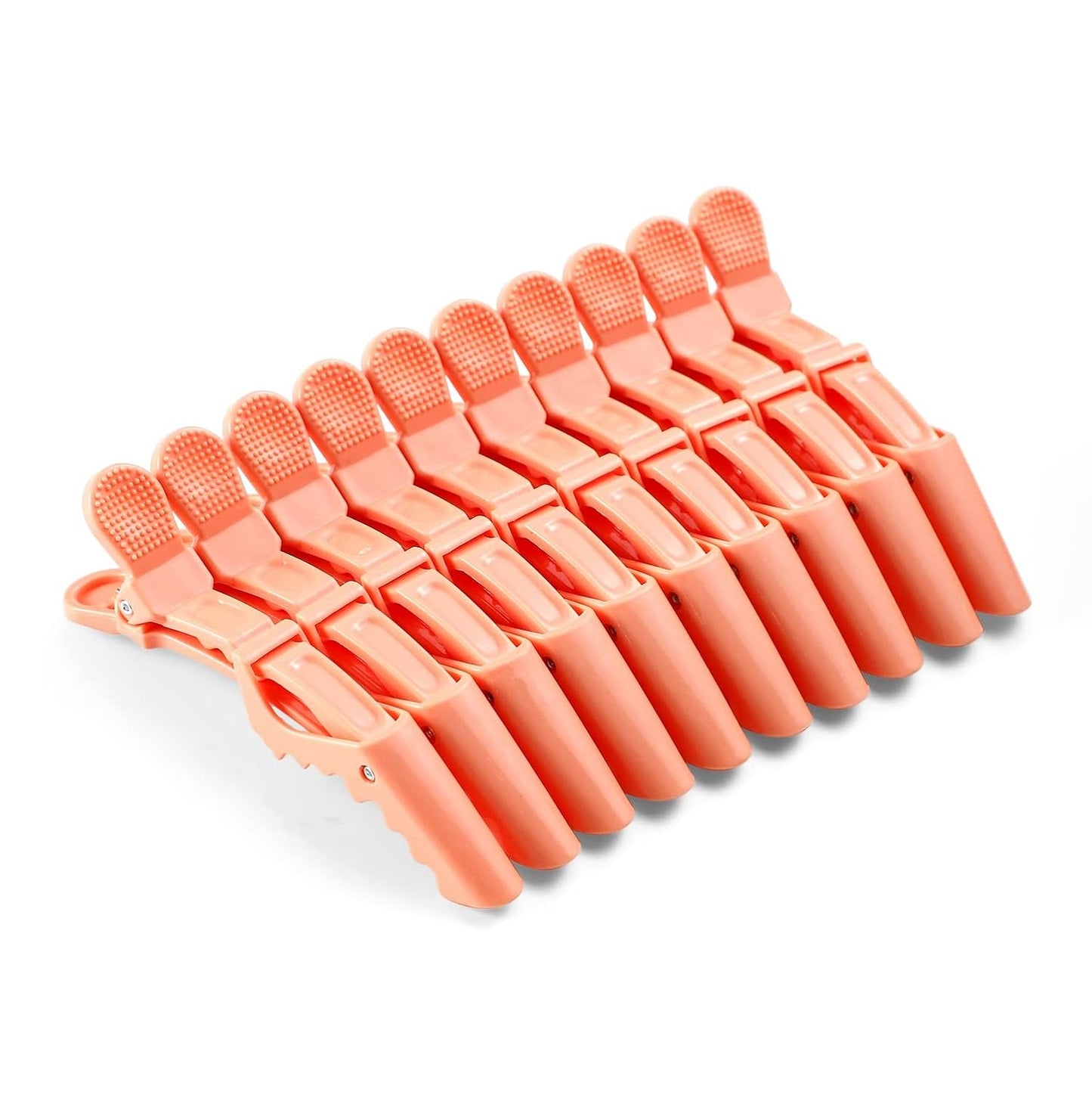 10pcs/set Multicolor Croc Clips Transparent Plastic Hairdresser Clips Hair Styling Sectioning Barrettes Professional Non Slip Alligator Clips Salon DIY Accessories Hairpins (10pcs-Orange)