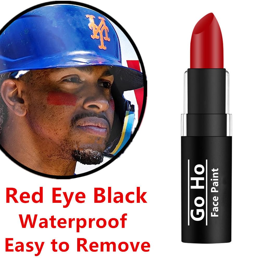 Go Ho Makeup Clown Red Cream-Blendable Stick -Red Eye Black Face Body Paint Professional SFX Makeup,Safe Facepaint Nose&Lip Smacking for Halloween