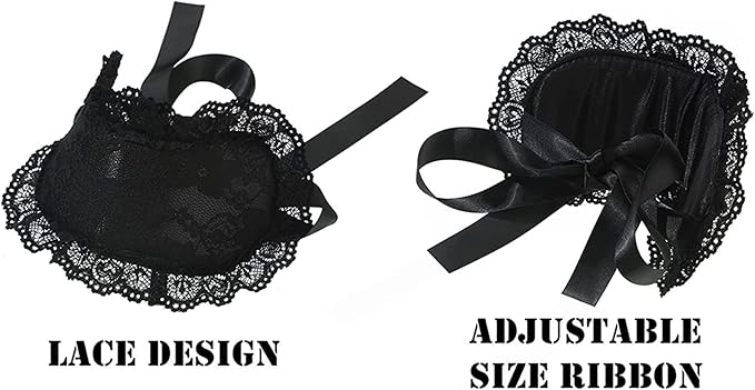 Soft Lace Eye Mask Party Ribbon Accessories, Eye Mask Comfortable Sleep Mask Can Be Adjusted to Shading Eyes, Travel,Home,Meditation,Shift Work (Black)
