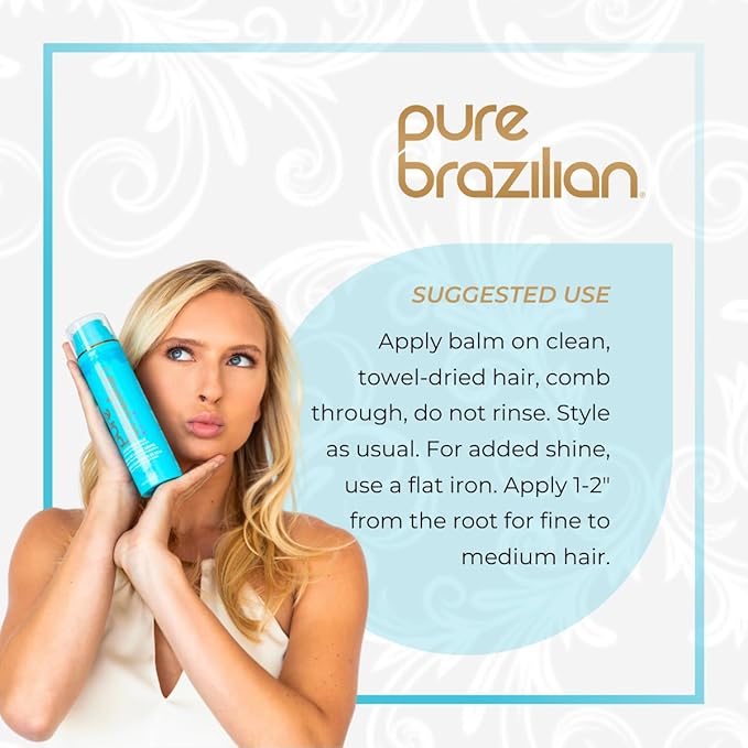 Pure Brazilian Silk Smoothing Balm with Keratin, Hydrolyzed Silk & Coconut Oil, Anti-Frizz, Nourishing & Strengthening, Salon-Quality Treatment, Pack of 2, 6.78 Oz