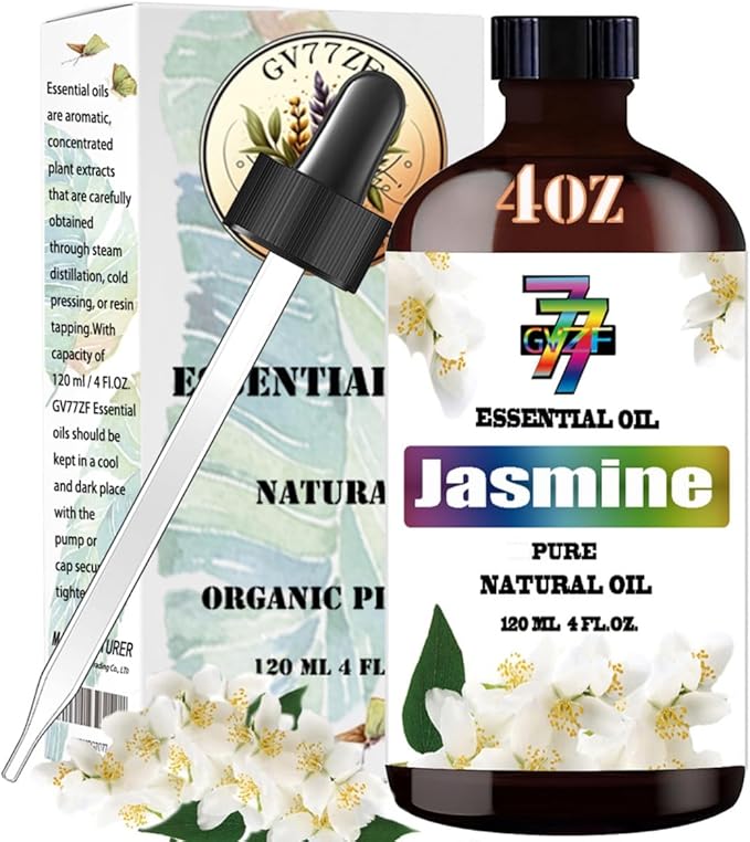 Jasmine Essential Oil (4 oz/120 ml) - Jasmine Oils Used in diffusers, humidifiers, Home Baths, Cleaning Products, Yoga, DIY Soaps and DIY Scented Candles