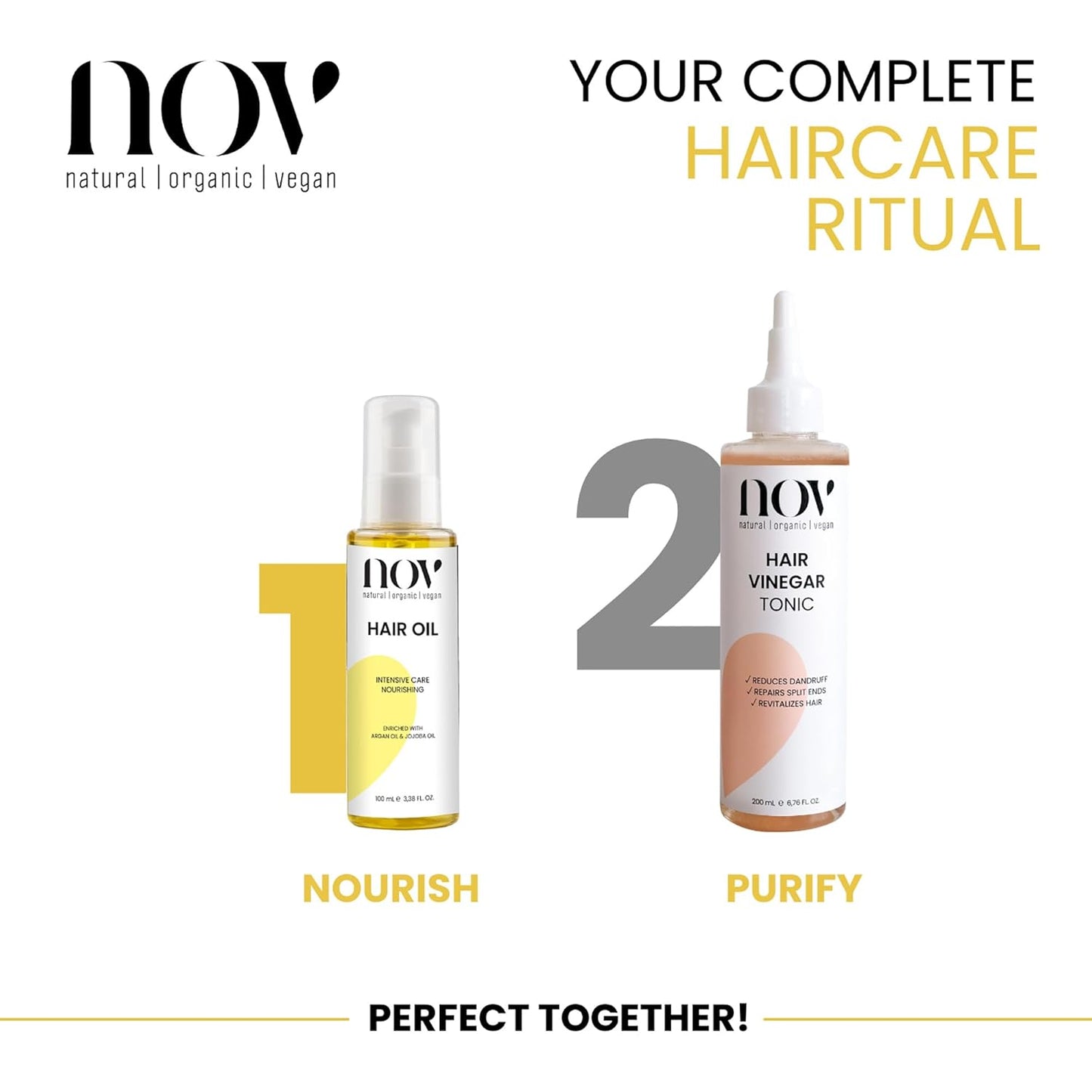 NOV Intensive Care Nourishing Hair Oil - Organic Olive and Argan Hair Growth Oil - Revitalize and Hydrate - Reduce Breakage and Split Ends - 3.38 oz