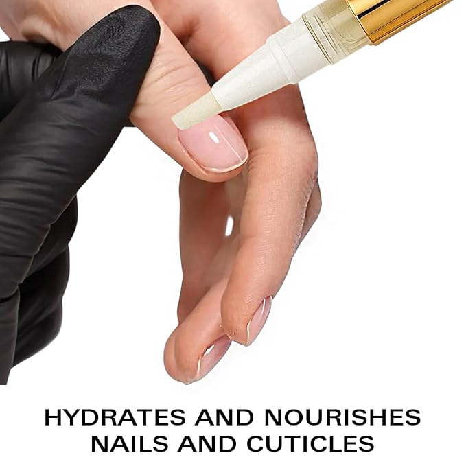 Nail Oil Cuticle Pen - Peach - Nail Strengthener & Growth Serum with Vitamin A, D, E, B5, Grapeseed & Natural Oils - Repair for Brittle, Peeling, Thin Nails - Twist Brush Pen