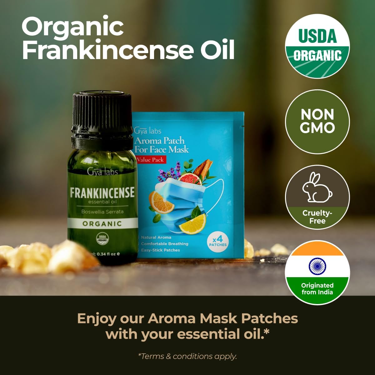 Gya Labs Organic Frankincense Essential Oil - 0.34 Fl Oz - for Skin, Hair, Diffuser, Aromatherapy, DIY Candle Making Scents