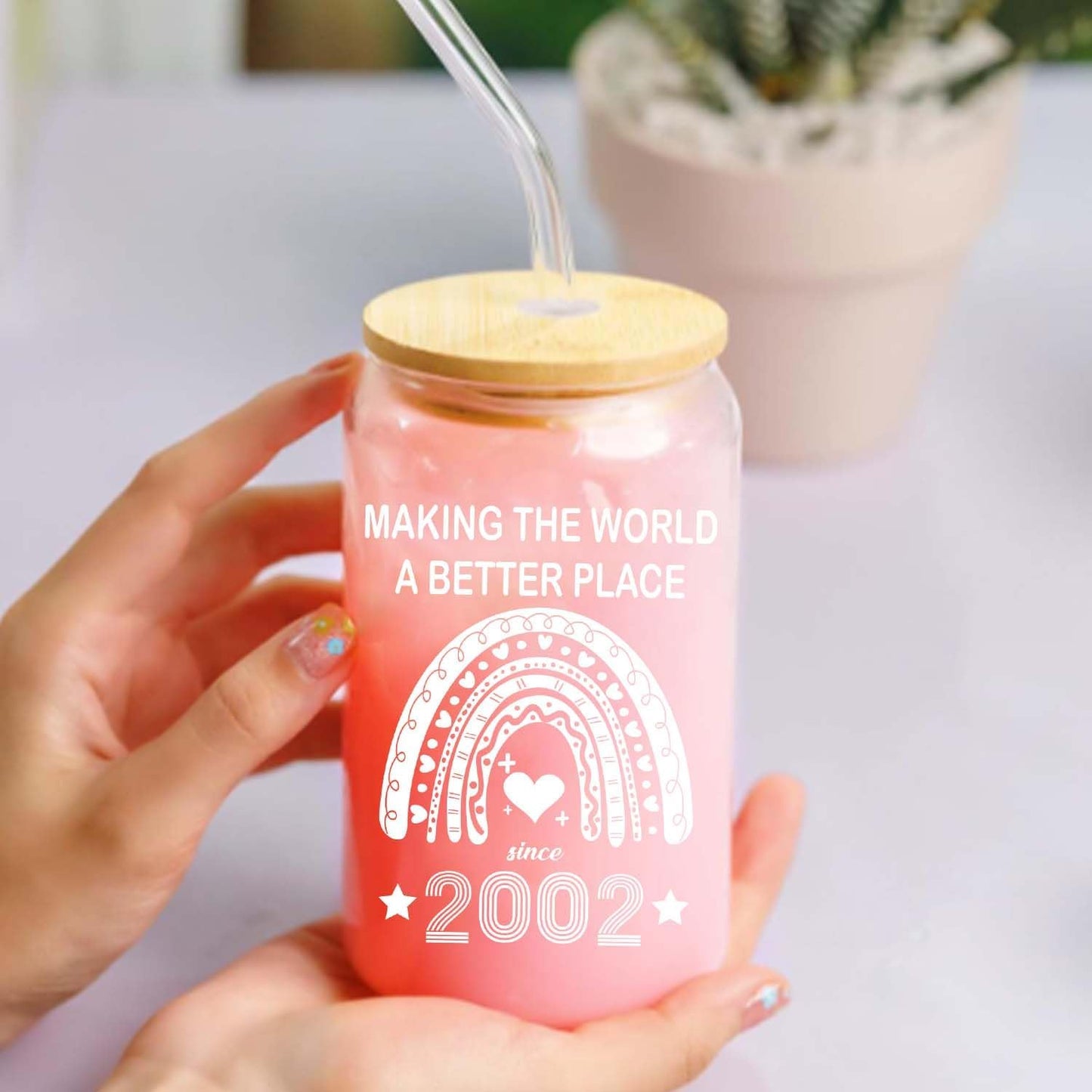 23rd Birthday Gifts for Women 23rd Birthday Decorations for Her 23 Year Old Birthday Cups Gift Ideas 2002 Birthday Present Gifts for 23 Year Old Woman Cute 16oz Can Glass