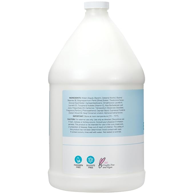 Ginger Lily Farms Club & Fitness Soothing Butter Lotion for Dry Skin, 100% Vegan & Cruelty-Free, Rain Water Scent, 1 Gallon (128 fl oz) Refill