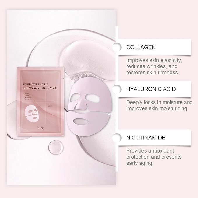 Collagen Overnight Face Mask - Face Mask Skin Care - Hydrating Face Masks for All Skin Types - Facial Masks for Women Skin Care - Deep Collagen Anti Wrinkle Lifting Mask - Spa Gifts for Women (4pcs)