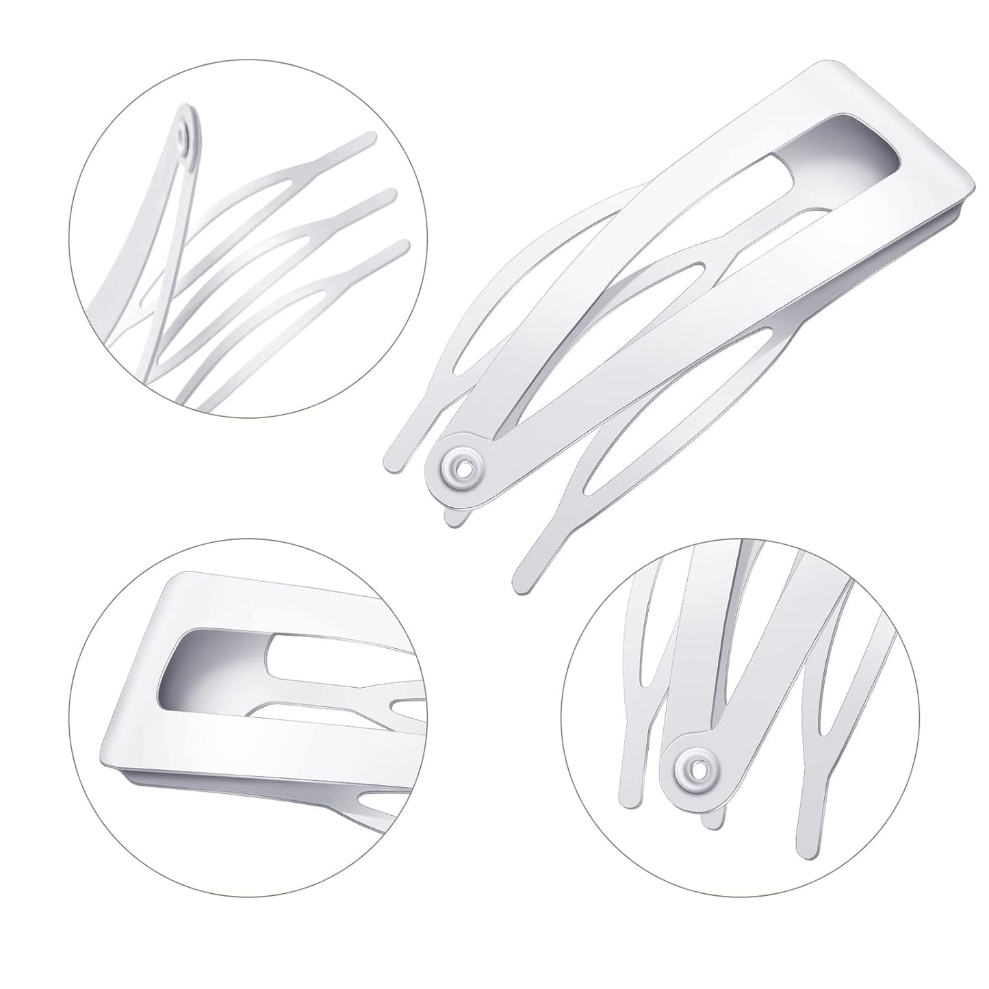 Chinco 24 Pcs Double Grip Hair Clips Metal Snap Clips Women Barrettes for Hair Making, Salon Supplies(White,2 Inch)