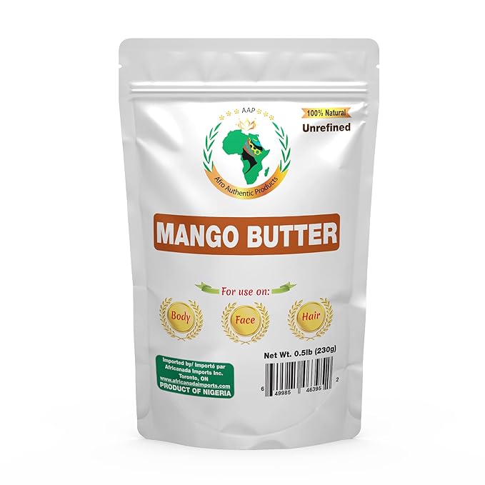 Authentic Raw Mango Butter | Butter | For DIY Face, Body, Hands | Unrefined | 100% Pure| Creamy | Organic from Africa | Resealable Bag | 0.5 LB (230g)