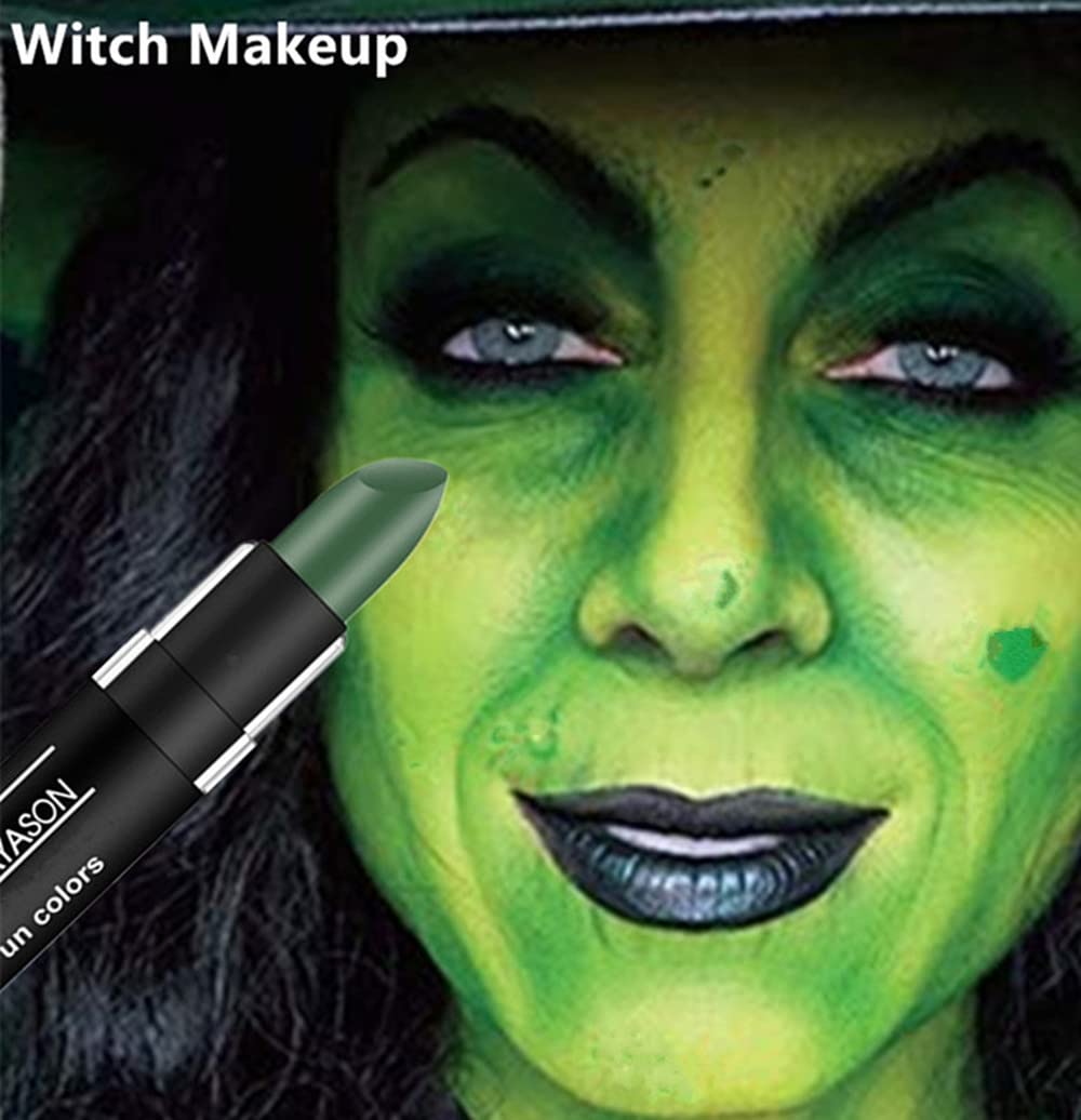 Go Ho Witch Green Cream-Blendable Stick,High Pigment Green Eye Black Face Body Paint,Hypoallergenic Camo Face Paint Stick,Safe Lipstick/Facepaint for Halloween SFX Makeup