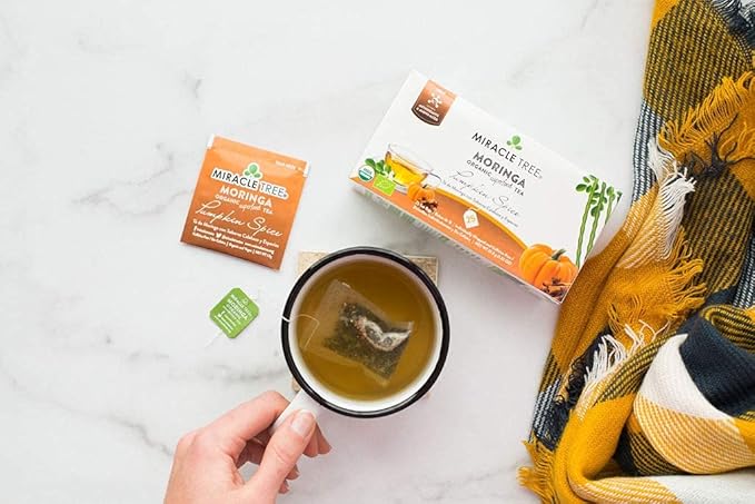 Miracle Tree - 6 Count of Organic Moringa Superfood Tea, 25 Individually Sealed Tea Bags, Pumpkin Spice (Keto, Detox, Energy/Immunity Booster, Vegan, Gluten-Free, Organic, Non-GMO, Caffeine-Free)