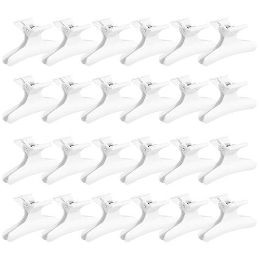 Ondder 24 Pcs White Butterfly Hair Clips for Styling and Sectioning - Pro Claws Clamps for Cutting, Coloring - Hair Accessories for Women Girls