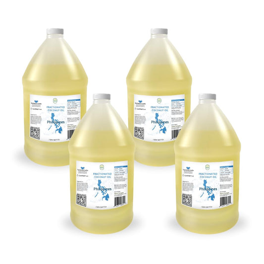 Fractionated Coconut Oil - Sourced Directly from our Farm Partner in the Philippines - Carrier Oil for Diluting Essential Oils, Body, Hair, and Skin Moisturizer - (4Gallons)