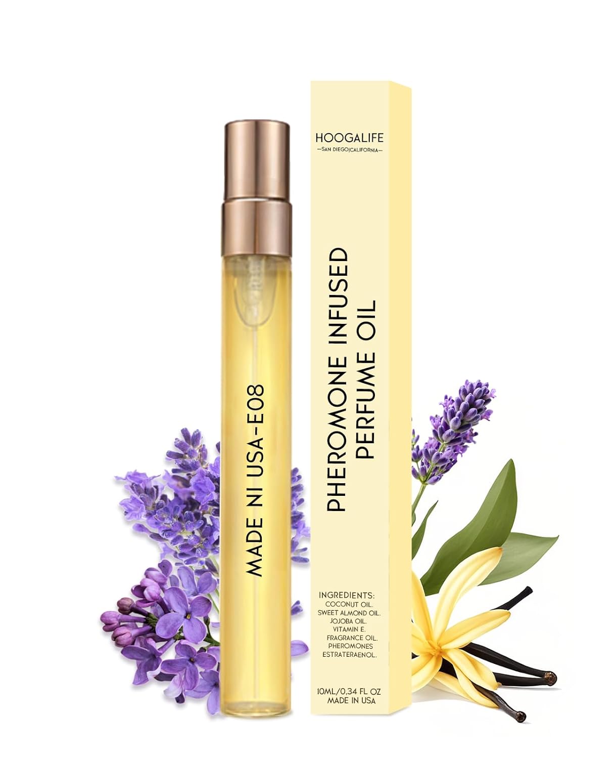 HoogaLife Pheromones Perfumes for Women, Inspired by Joh-nson's Baby Pow-der, Baby Powder Perfume Oil, A Soft, Powdery Scent, Made in USA, Travel Size Perfume Oil 0.34fl.oz- - No.E08