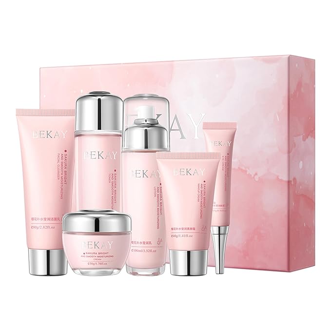 RadiantRise Cherry Blossom Moisturizing 6-Piece Skincare Set – Hydrating Facial Routine with Botanical Extracts, Giftable Skincare Collection for Women & Teens