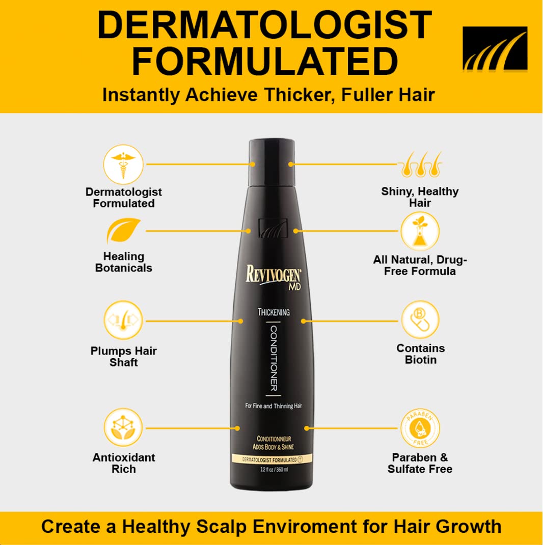 Revivogen MD Thickening Conditioner, Conditioner for Thinning Hair, Hair Loss Conditioner, Thickening Conditioner Men/Women, Conditioner for Hair Loss, 12 Fl oz