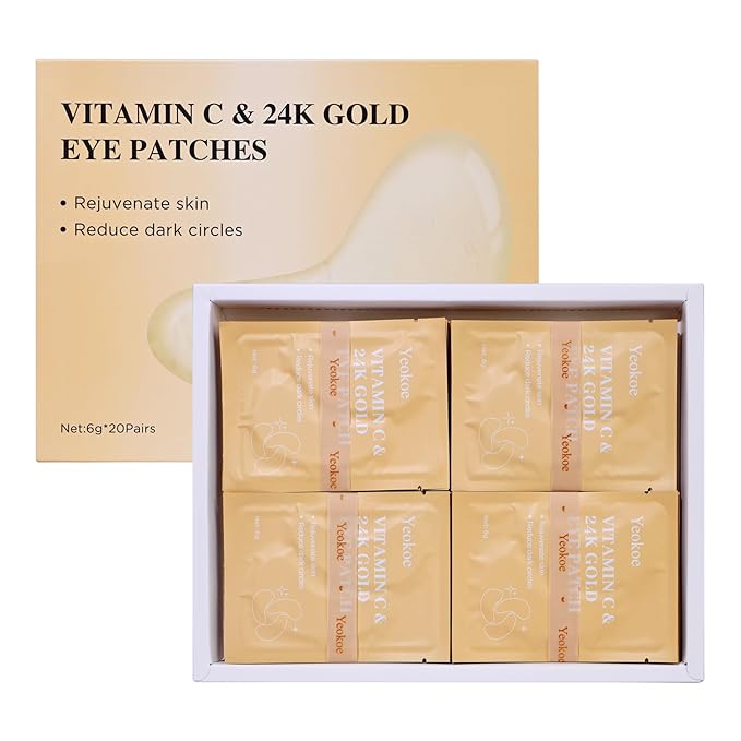 Under Eye Patches for Dark Circles,Puffy Eyes,20 Pairs Face Masks SkinCare With Vitamin C and 24k Gold