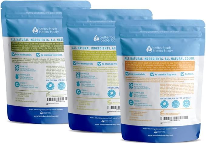 Foot Soak Salts Bundle 3 Pack with Scoop DIY at Home Spa with USP Epsom Salt and Pure Essential Oils in BPA Free Pouch with Easy Press Lock Seal (2 Lbs Each 6 Lbs Total)