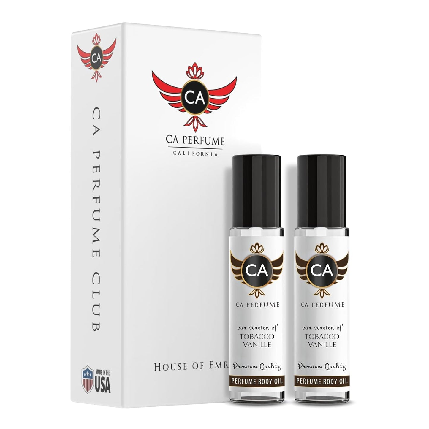 CA Perfume Impression of Tobacco Vanille for Men Eau De Parfum Amber Spicy Scent Long Lasting Cologne for Men Travel Size TSA Ready for Day and Night Wear 0.33 Fl Oz 10ml (Pack of 2)