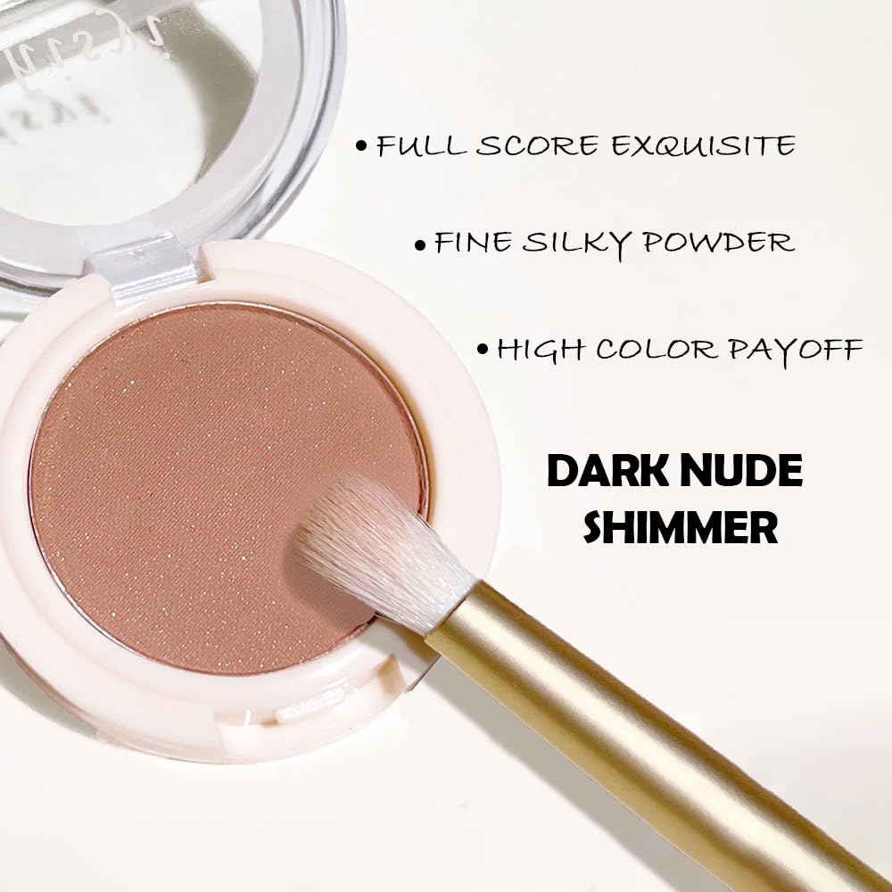 Eyeshadow Single Glitter, High-Pigment Monochrome Eye Shadow Pressed Powder, Everyday Velvety Silky Eye Makeup Looks, Professional Long-Lasting Waterproof Single Eyeshadow Palette, Brown 02