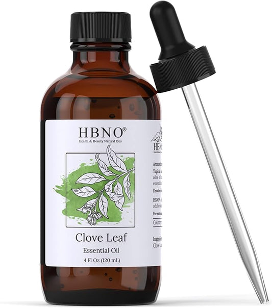 HBNO California Bottled Clove Leaf Essential Oil 4 fl oz (120ml) Value Size - Natural Oil for Cleaning, Aromatherapy, DIY, Soap & Diffuser