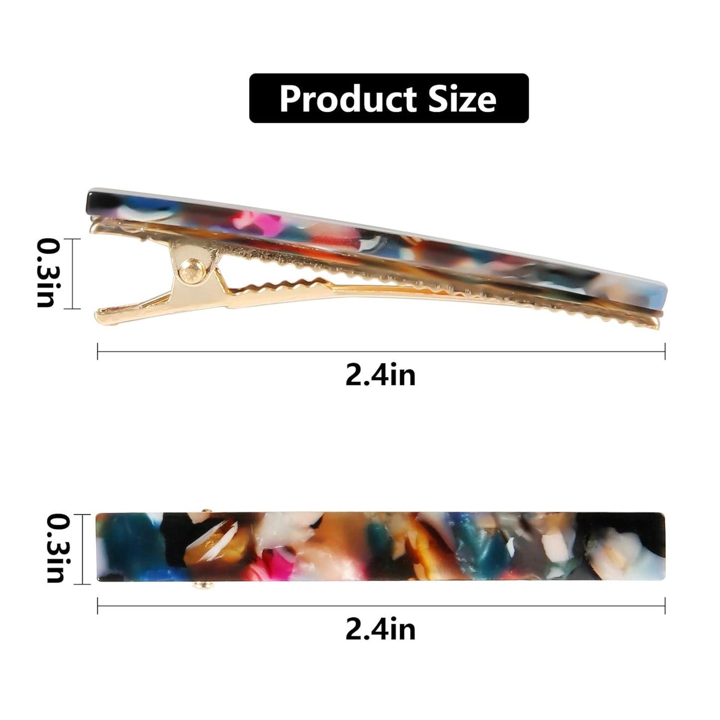 Cobahom 12 Pack Thick Hair Duckbill Metal Duck Teeth Hair Clips for Women - Chic Tortoise Shell Hair Pins in Red, White, Blue, and Pink (2.36 Inch)