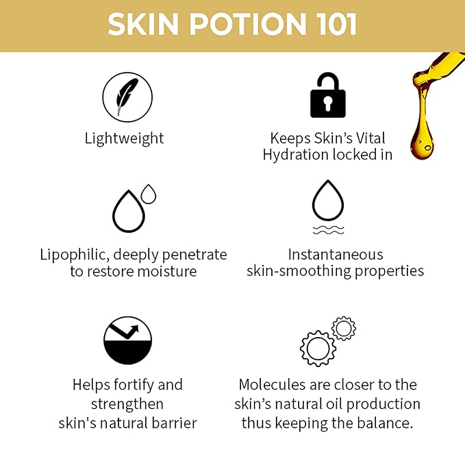 Nykaa Naturals Skin Potion Facial Oil, 24K Gold, 1.01 oz - Boosts Collagen - Hydrating Face Oil for Dry Skin - Fragrance-Free - All Skin Types