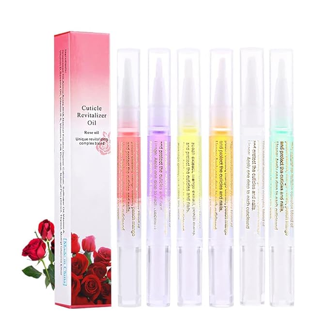 6Pcs Nail Cuticle Oils and 6colour Chrome Nail Powder for Beautiful Mirror Effect