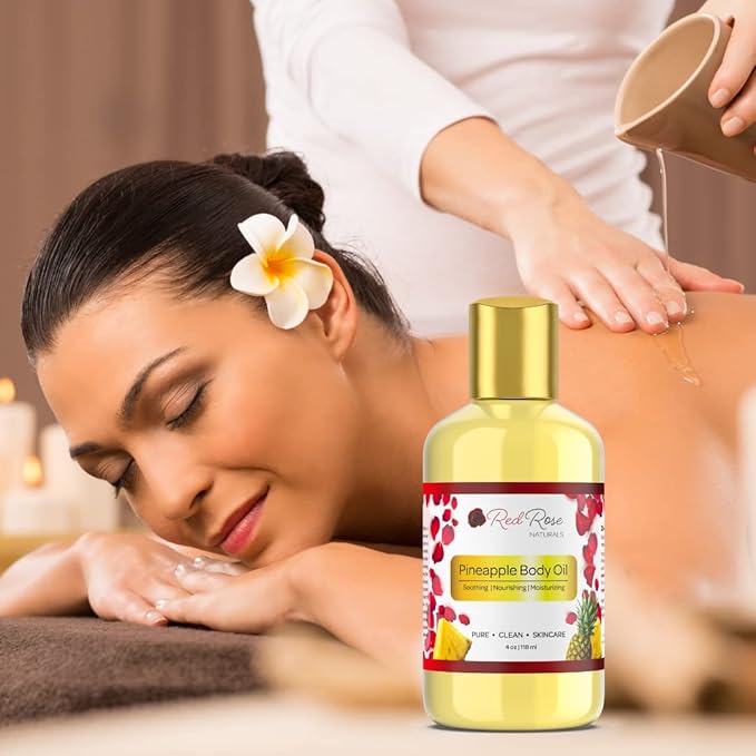 Pineapple Body Oil, 100% Natural, Hydrating & Deep Moisturizing, Bath and Body Oil For Women, Tropical Long Lasting Fragrance, Vegan - 4 oz.