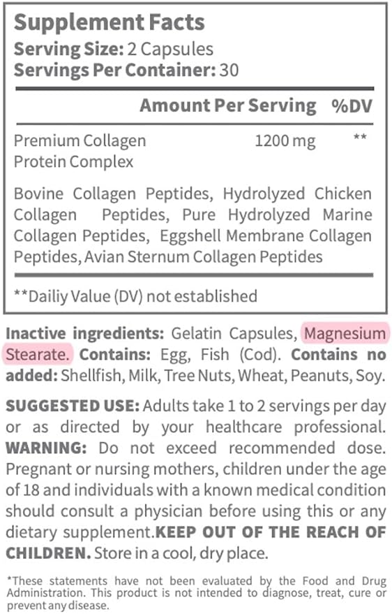 Collagen Complex - 100% Animal-Based Collagen for Hair, Skin, and Nails - Natural Support for Fascia, Bone Structure, and Joint Health | 60 Count