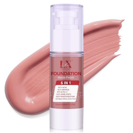 6-in-1 Makeup Infused with 1% Hyaluronic Acid- Matte + Poreless Liquid Foundation For A Glowing & Soft-Focus Look, Suitable for All Skin Types (403 Deep, 6-in-1 Makeup Foundation)