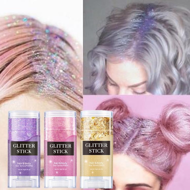 Pink Face Glitter Stick,Holographic Sequins Paint Sparkling Body Glitter Gel Makeup for Women. (Pink face Glitter Stick)