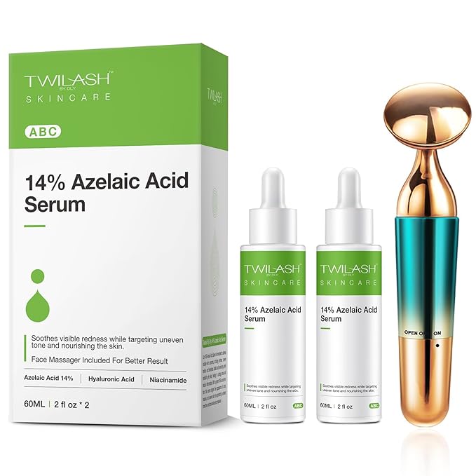 14% Azelaic Acid Serum 120ml for Advanced Acne Treatment, Redness Relief, Skin Soothing, Pore Care, and Daily Protection - 2 fl oz/60 ml*2