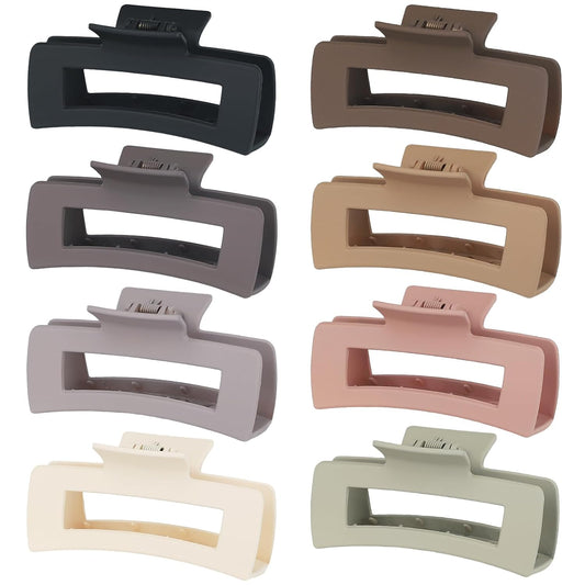4.1 Inch Large Hair Clips 8 Pcs Square Claw Clips for Thick Hair Big Hair Claw Clips Acrylic Banana Jaw Clips Hair Accessories for Women and Girls -Regular
