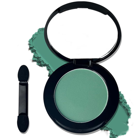 MEICOLY Single Green Eyeshadow Palette with Mirror,Matte Green Eye Shadow for Elphaba Makeup,Pressed Powder Eyeshadow,Matte Shade Eyelid Color Eye Makeup,High Pigment,Long Wear