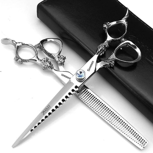7" 7.5" 8"9" Professional Hairdressing Scissors Barber Salon Hair Cutting Dragon Shears (Large). (7 inch 2pc-A)