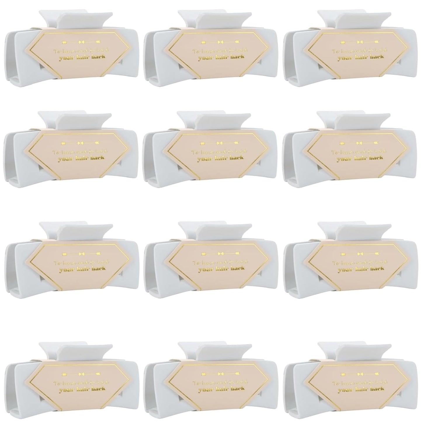 Bridesmaid Proposal Gifts 4.1inch 12pcs Square Hair Claw bachelorette party accessories Clips for Wedding Party Favors (White)