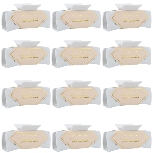 Bridesmaid Proposal Gifts 4.1inch 12pcs Square Hair Claw bachelorette party accessories Clips for Wedding Party Favors (White)
