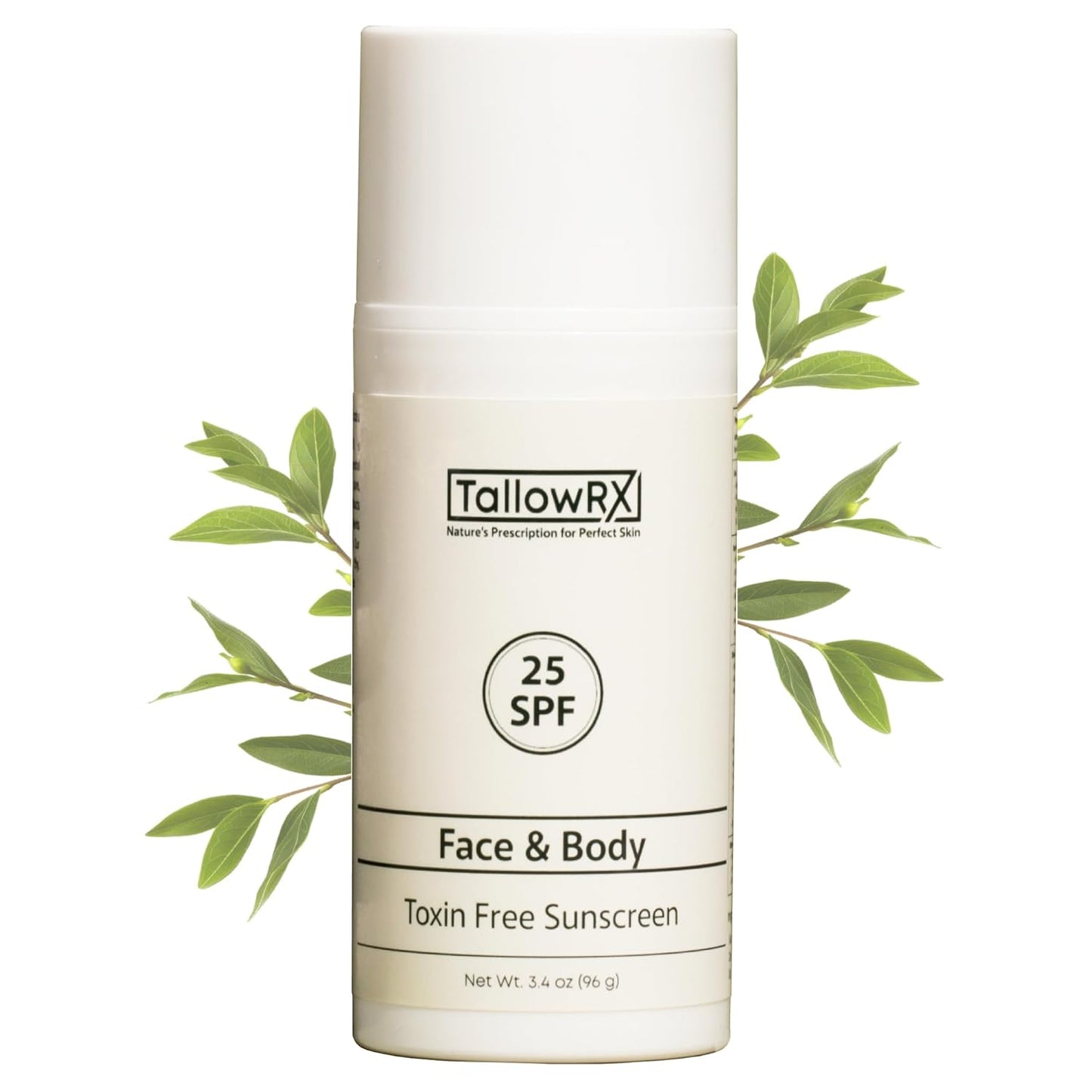 Tallow Sunscreen SPF 25 with Non Nano Zinc Oxide – Natural Mineral Sun Protection with Red Raspberry, Coconut Oil & Vit E – Reef Safe, Non Toxic & Moisturizing Sunblock for Face & Body – 3.4 oz