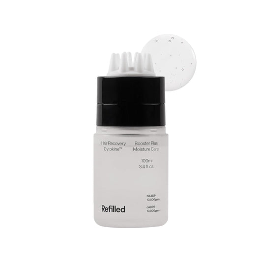 REFILLED Booster Plus Moisture | Hair Growth Serum & Thickening Scalp Treatment with Built-in Massager for Men & Women | Hair Loss & Thinning | Fuller & Baby Hair Regrowth | Fast-Absorbing with Biotin