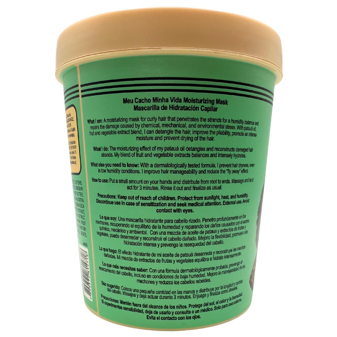 Lola From Rio - Meu Cacho Minha Vida - Moisturizing Hair Mask for Dry, Damaged Curly Hair, Restores, Repairs Hydrates, Moisturizes, Deep Conditioning Treatment 15.87 Fl Oz