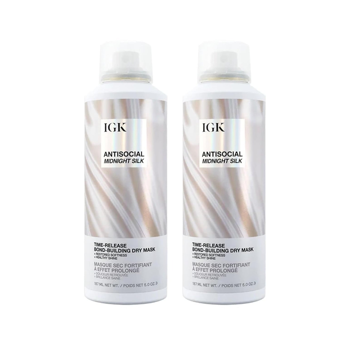 IGK Antisocial Dry Hair Mask | Leave-In Overnight Bond-Building Treatment for Dry Hair & Extensions | Hydrates, Repairs & Softens | 5oz (Pack of 2) New and Improved Scent