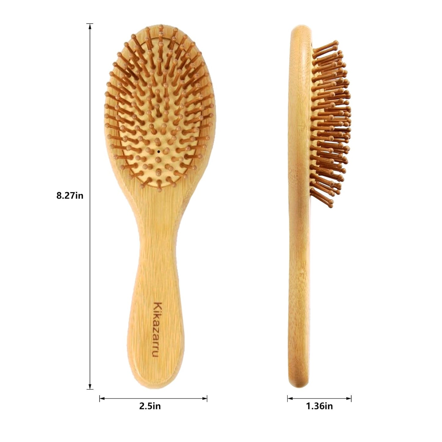 Bamboo Hair Brush for Hair Growth, Detangling & Scalp Massage, Natural Wooden Paddle Hair Brushes for Women Men Kids, Ergonomic Hairbrush Reduces Breakage, Frizz & Tangle, for All Hair Types