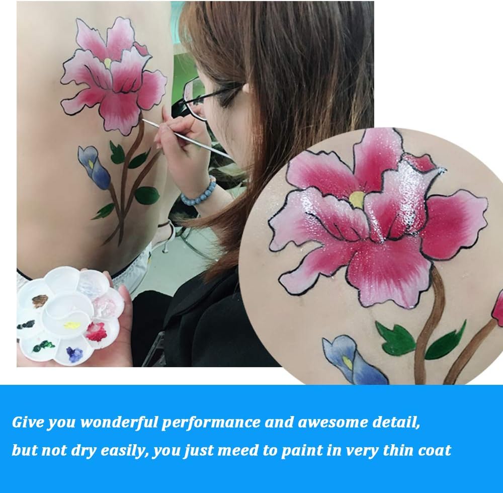 Face Paint Kit, 12 Colors Professional Painting Tubes, Non-Toxic & Hypoallergenic Body Paint Halloween Makeup, Rich Pigment (Great for Adult)