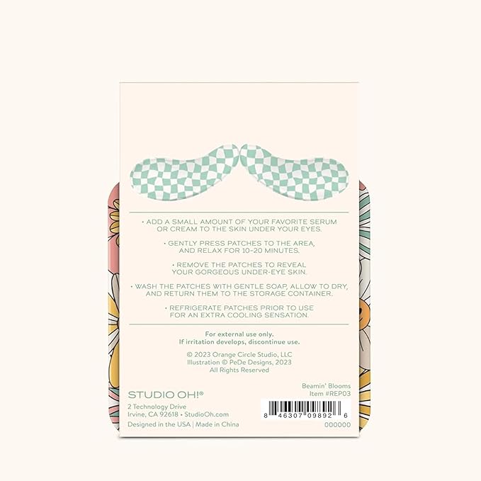 Studio Oh! Reusable Under-Eye Patches, Puffy Eyes Treatment and Under Eye Masks Skincare, 100% Silicone Eye Patches, Pairs with Favorite Serums or Creams, Beamin' Blooms