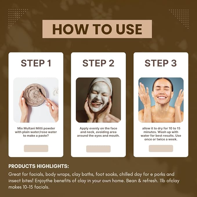 2pcs combo 100% Natural Multani Mitti with 20% Rose Petal Extract and 100% Organic Natural Alum Stone, fitkari | Fuller's Earth Clay