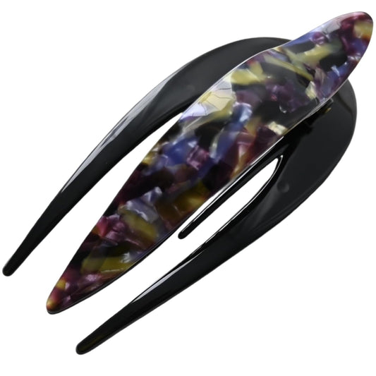 Handmade Celluloid French Design Tortoise Shell Barrettes Side-slide Opening Duck Luxury Fashion Accessories Hair Clip Claw for Women (purple)